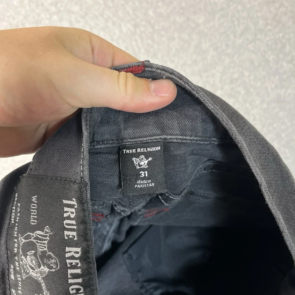 True Religion Jeans Mens 31x32 Gray Ricky Relaxed Straight Cotton Blend Denim
